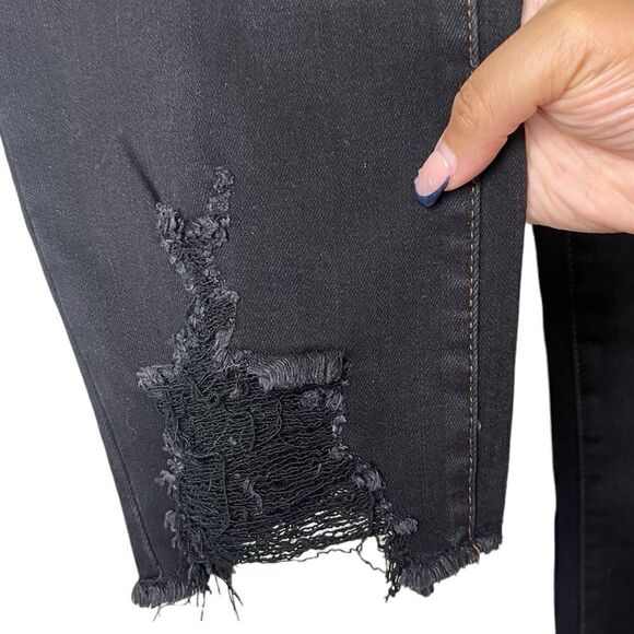 Judy Blue Black Knoxville High Waisted Destroyed Hem Cropped Straight Jeans 31 - Picture 8 of 12